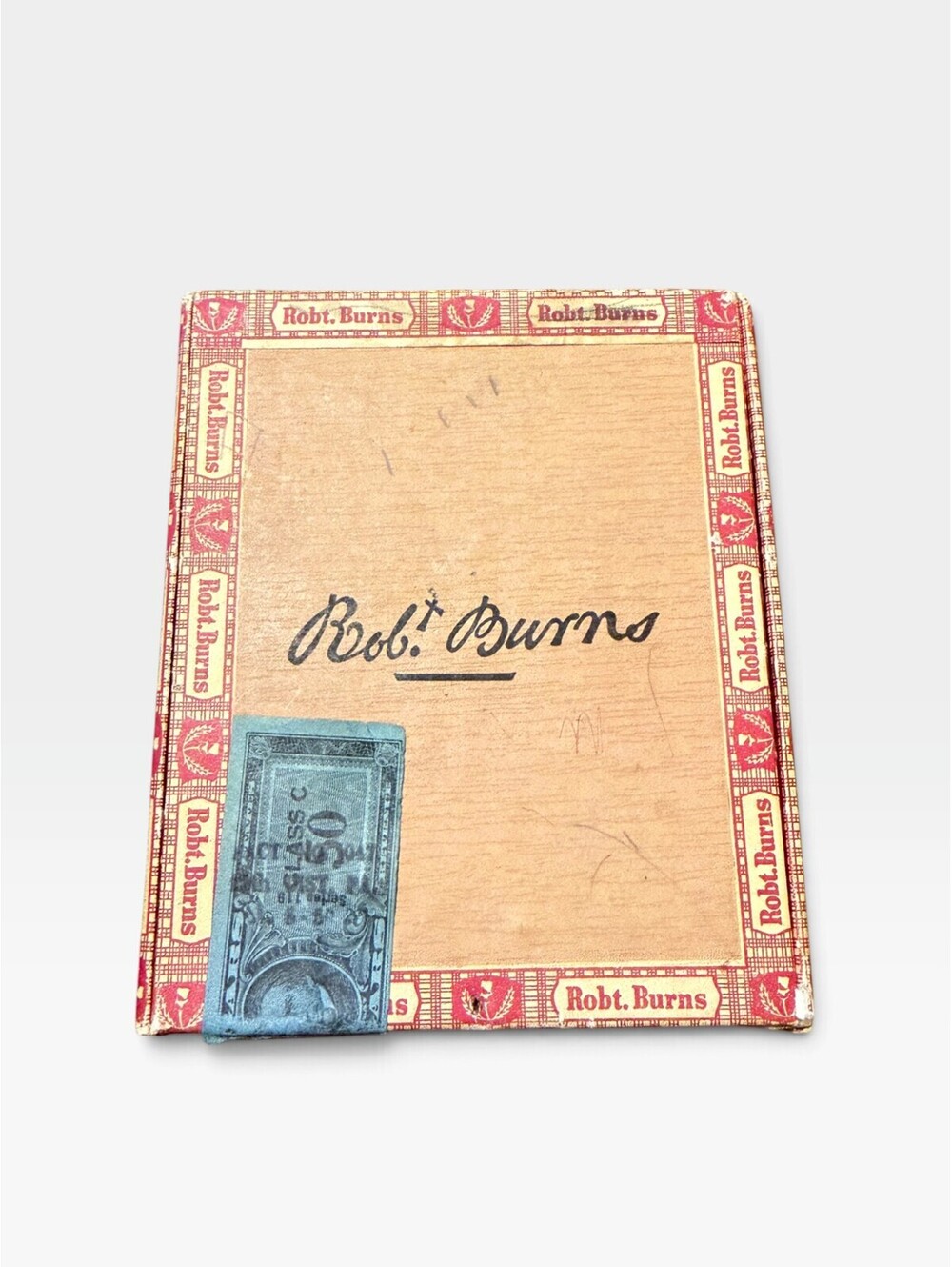 Vintage Robt Burns 5¢ Cigarillos Wooden Cigar Box General Cigar Co Tax Stamp